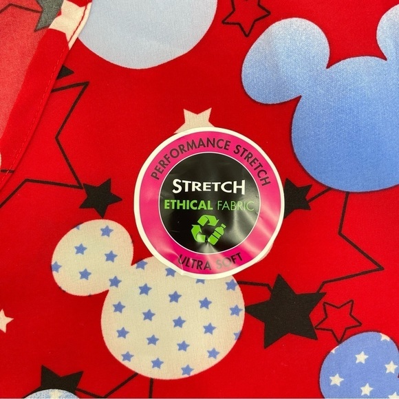 Disney Scrubstar Women's Size XL American Mickey V-Neck Print Scrub Top NWT - Picture 7 of 7